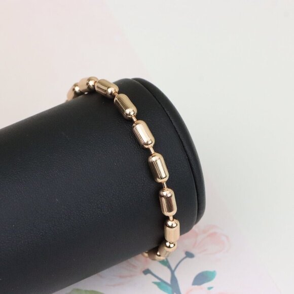 "Textured Barrel Beads Rose Gold Bracelet with Adjustable Extender, XPBL1135 - Picture 2 of 13